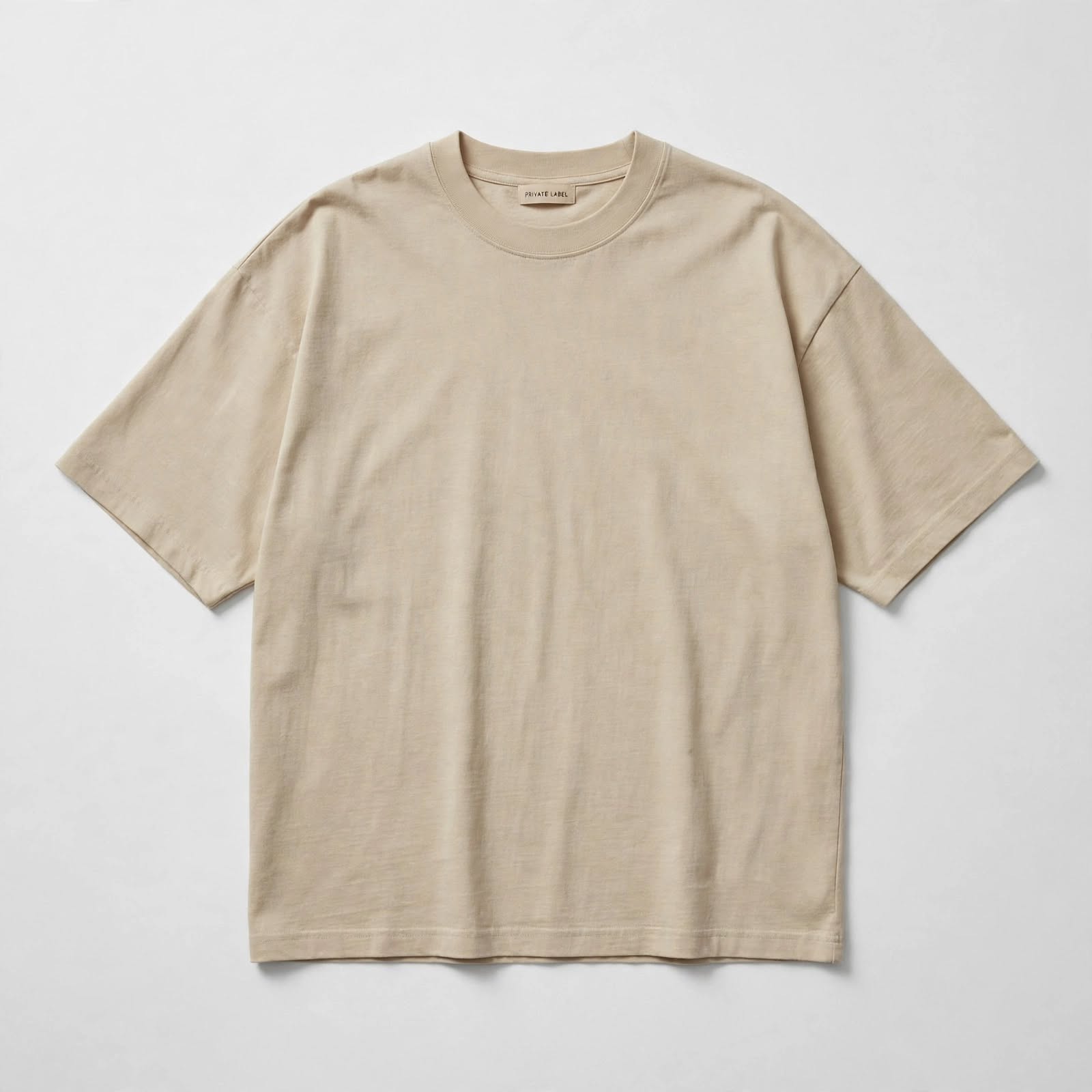 Custom Beige Oversized Heavyweight T Shirt Manufacturer Boxy Fit
